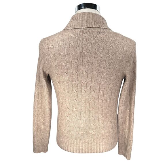 Ralph Lauren Black Label Wrap Sweater Women’s Medium Beige Cashmere Cable Knit - Picture 5 of 11